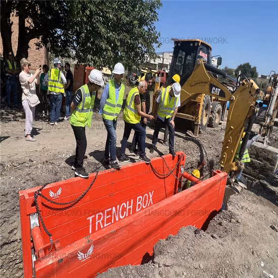China Lianggong Formwork Manufacture Customized Adjustable Steel Trench Shields Shoring Trench Box for Excavation and Road Construction